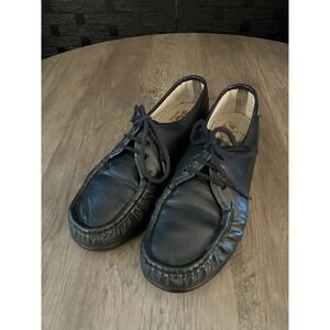 SAS Women's Leather Oxford Lace-up Shoes Navy Blue Comfort‎ Hand-sewn Sz 8 EUC!